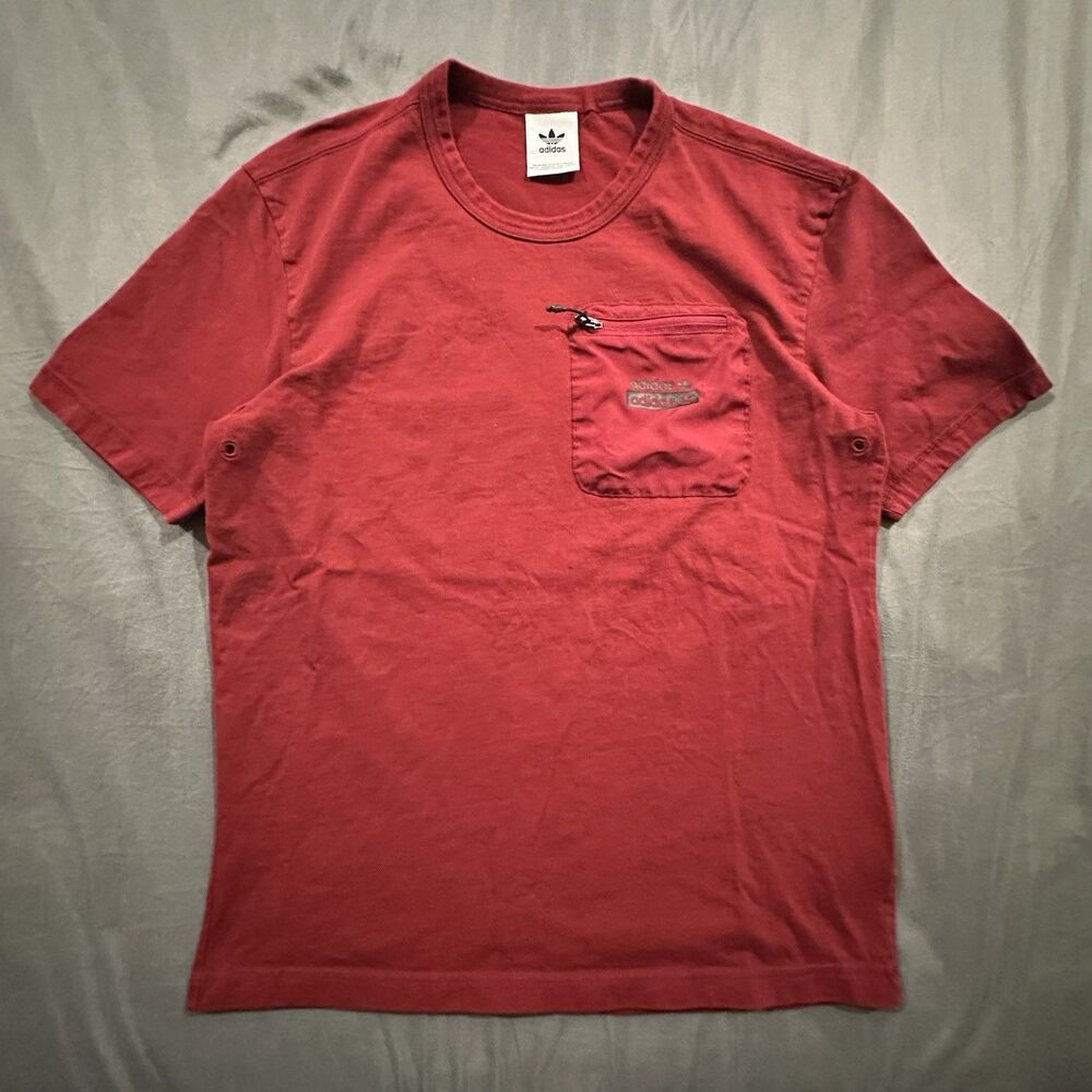 Adidas Originals R.Y.V. Shirt Mens M Maroon Zip Pocket H11508 Casual Outdoor